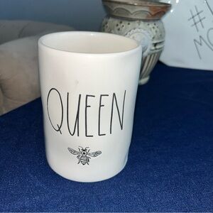 Rae Dunn White 'Queen' Candle Holder